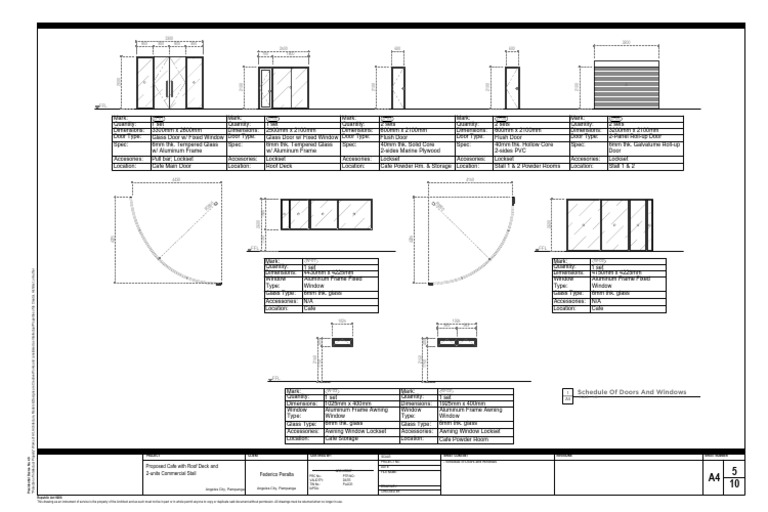 Schedule of Doors and Windows for Cafe | PDF | Door | Window