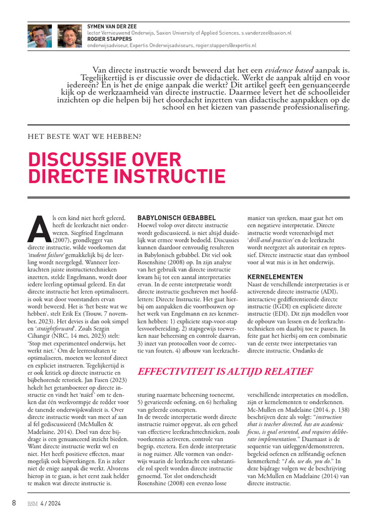 Discussie Over Directe Instructie | PDF