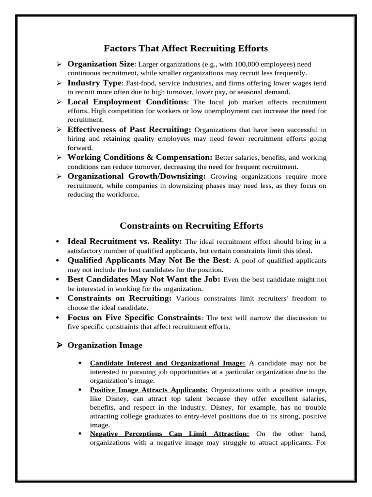 Factors That Affect Recruiting Efforts Pdf Recruitment Employment