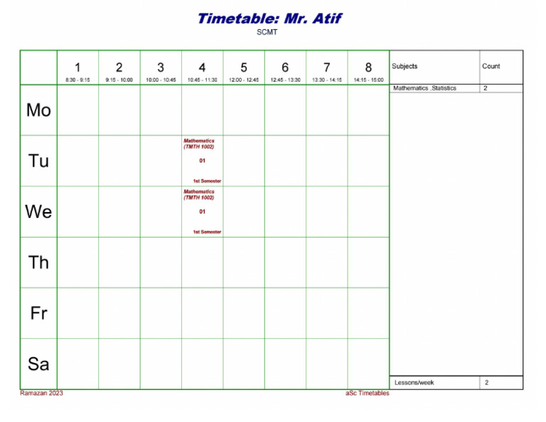 Ramadan 2023 teachers timetable 18 pdf