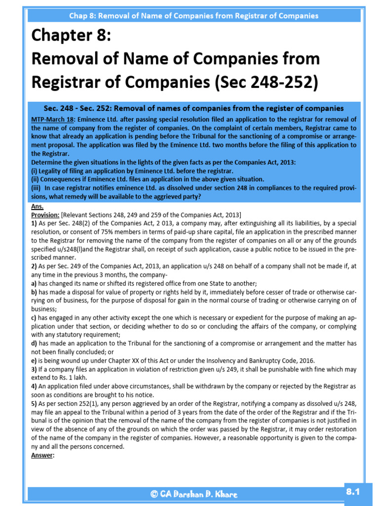 08 Removal of Name of Cos. | PDF | Bankruptcy | Private Law