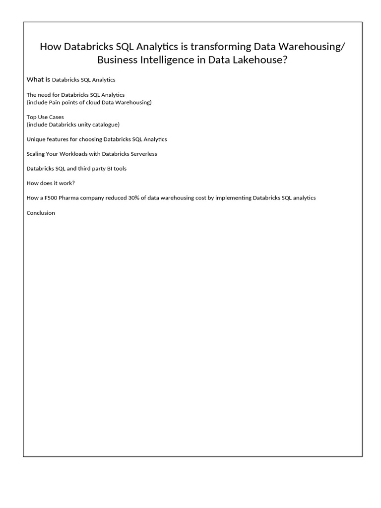 How Databricks SQL Analytics is Transforming Data Warehousing | PDF