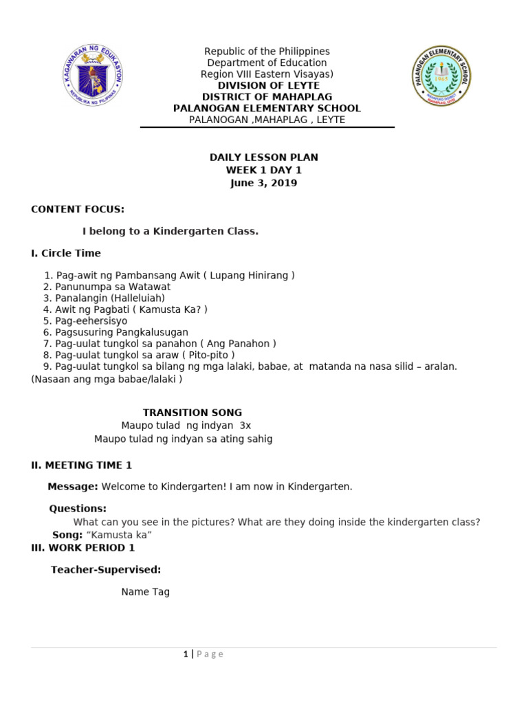 Week 1 DLP | PDF | Classroom | Learning