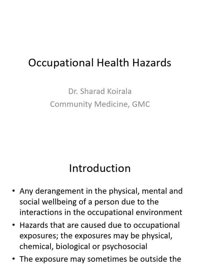 Occupational Health Hazards Meaning In Hindi