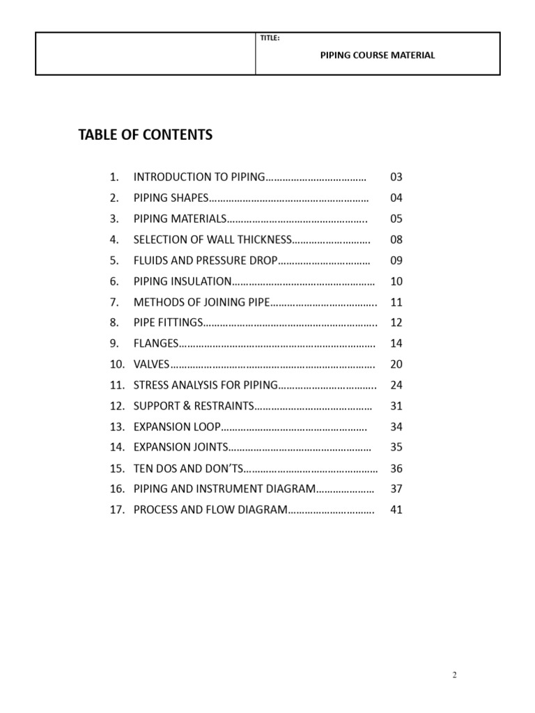 Piping Course Material Overview | PDF | Pipe (Fluid Conveyance ...