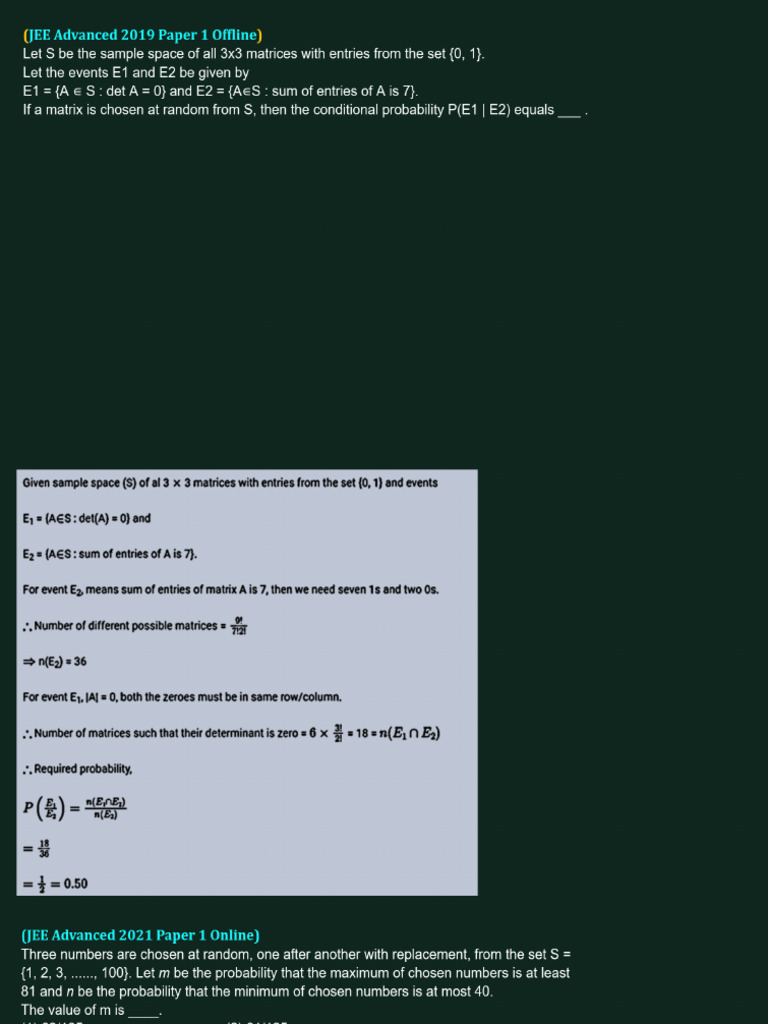 Probability PD BD - JEE Adv PYQs | PDF