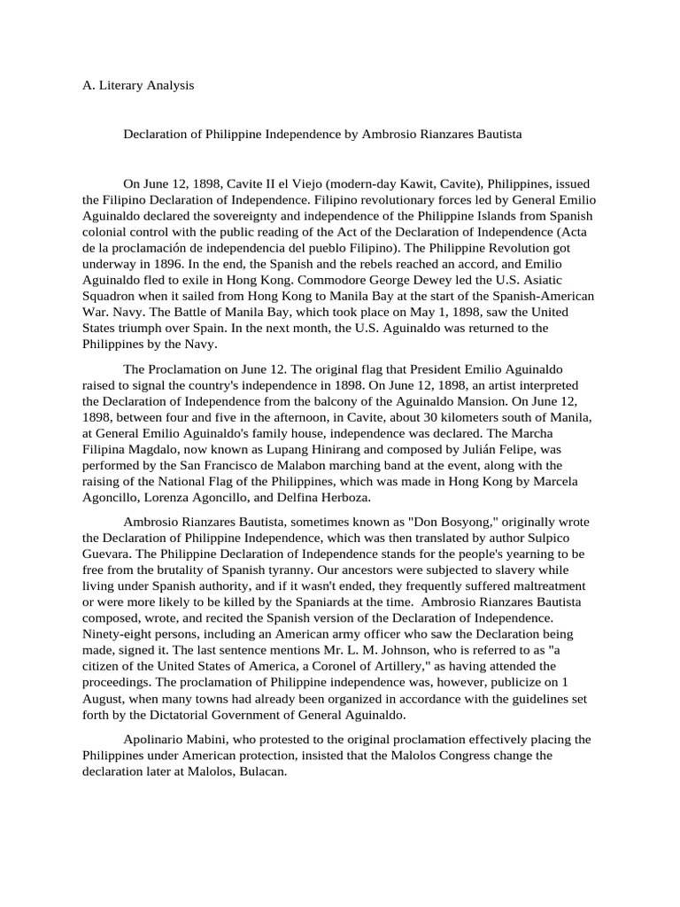 Philippine Independence Declaration Overview | PDF | Spanish East ...