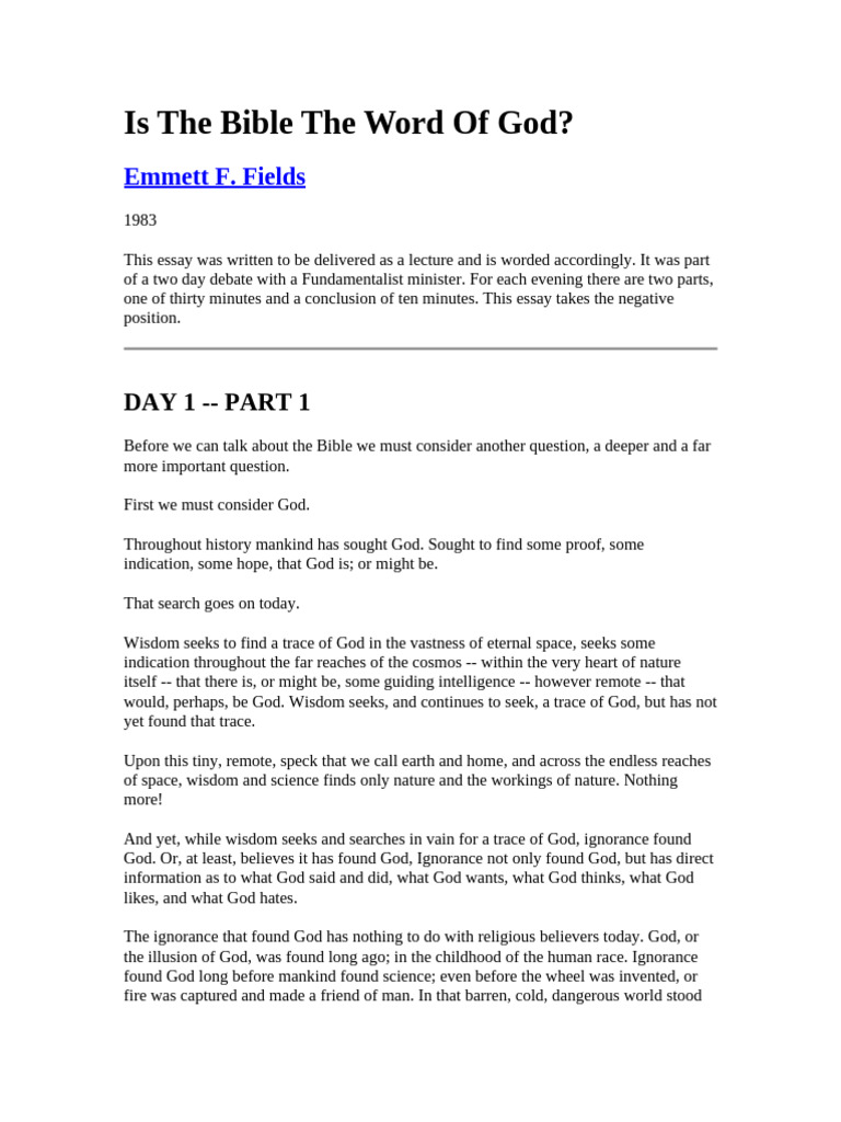 Is The Bible The Word of God | PDF | Deism | Jesus