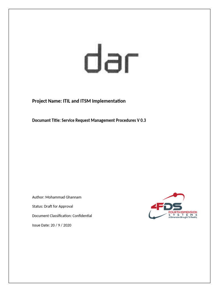 FDS - DAR - Service Request Management Procedure V 0.3 | PDF | Service ...