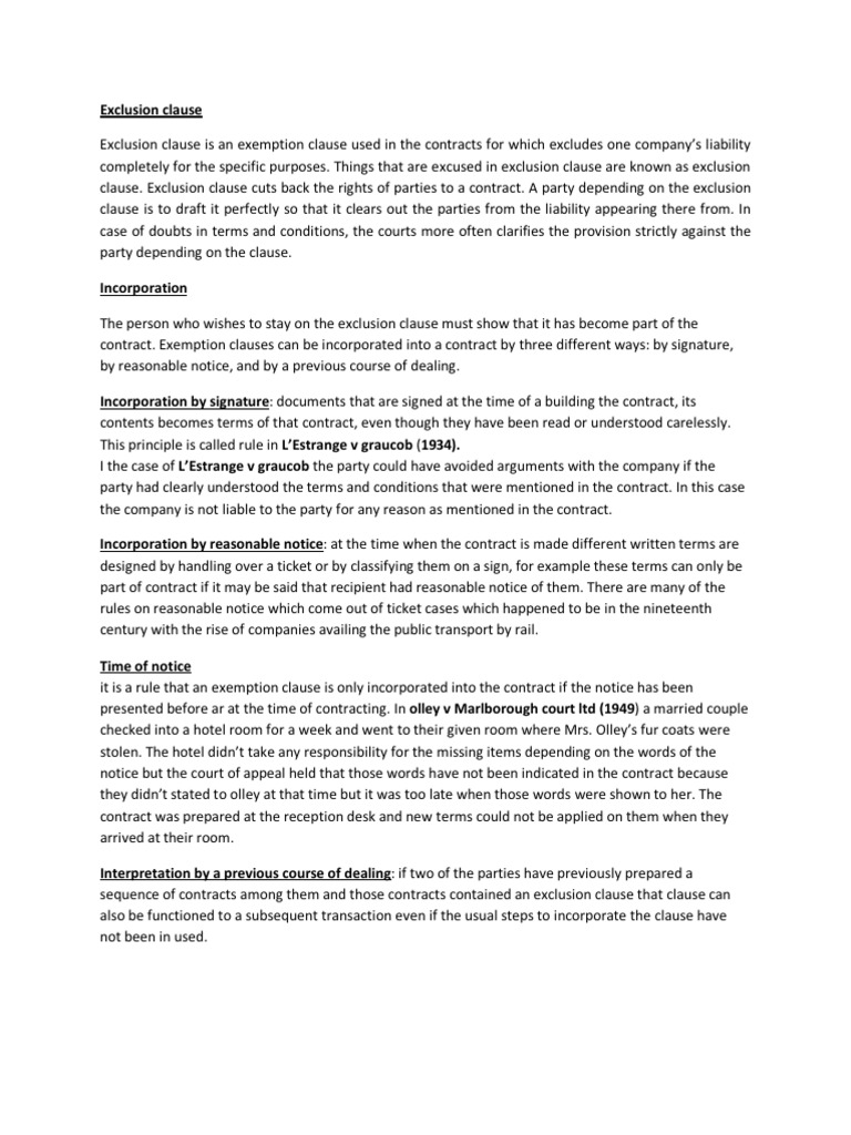 Exclusion Clause PDF