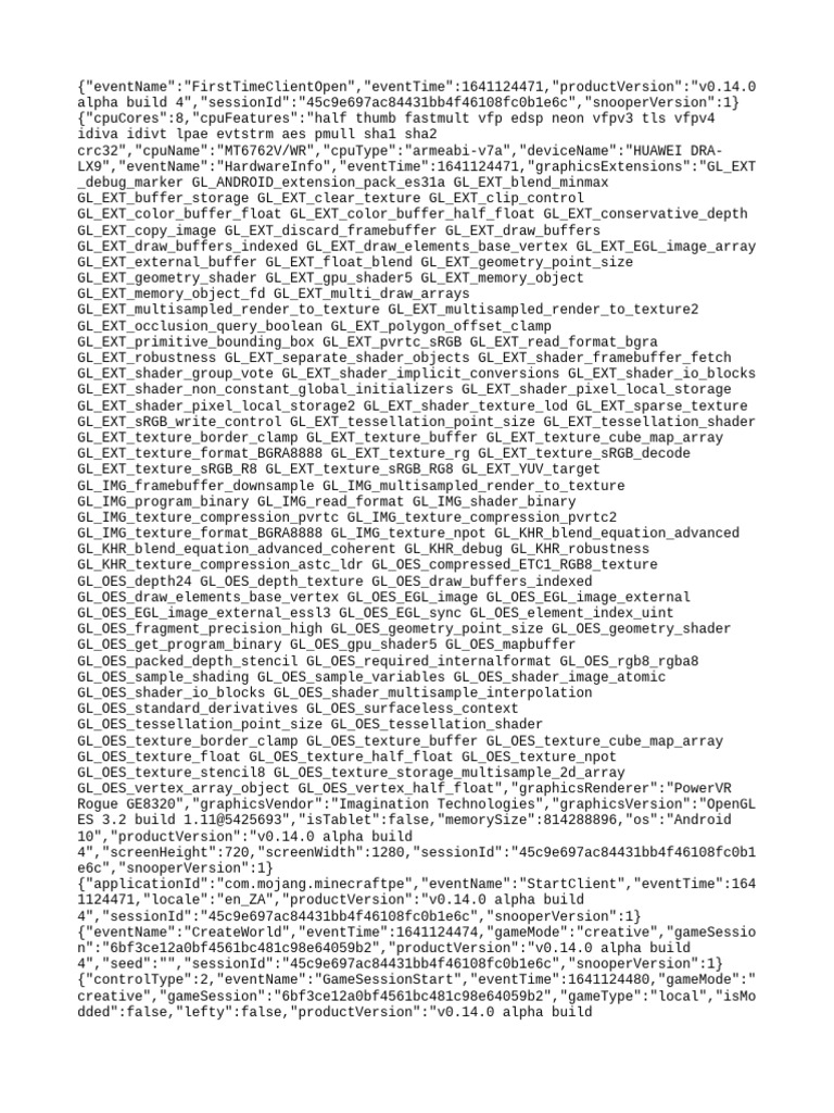 Minecraft PE Game Session Data | PDF | Computing | Software Development