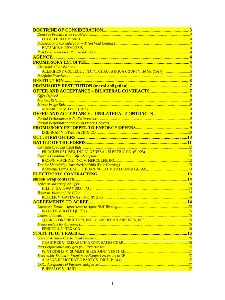 Cases On Contract | PDF | Offer And Acceptance | Consideration