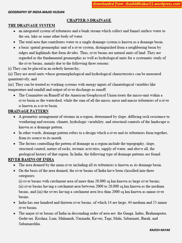 Chapter-3-Drainage The Drainage System | PDF | Drainage Basin | River