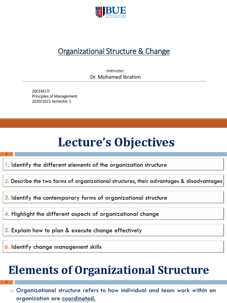 Lecture 3 - M.ibrahim - Org. Structure & Change | PDF | Organizational ...