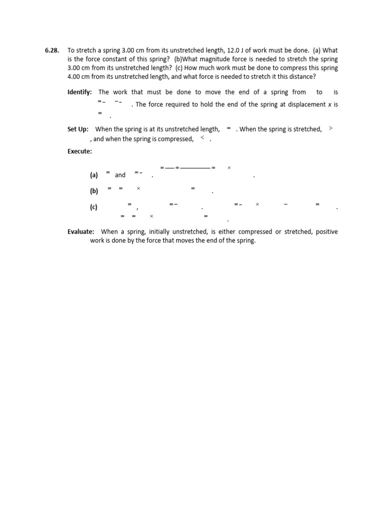 Spring Force and Work Calculation | PDF