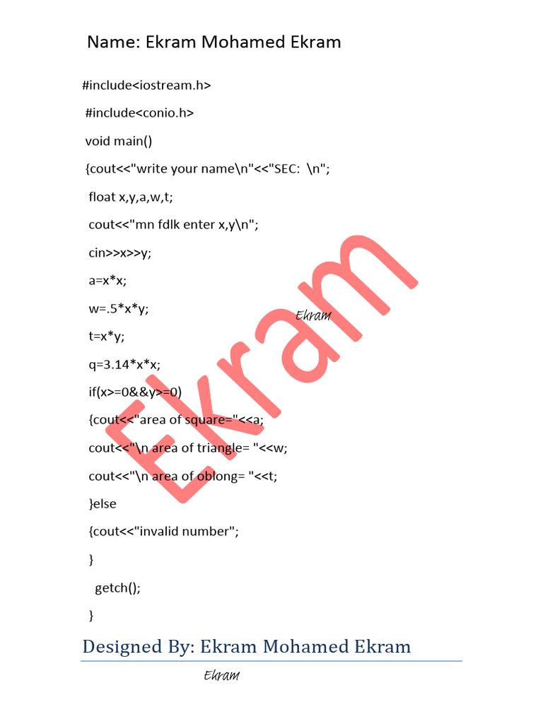 C++for Area of ....... 02 | PDF