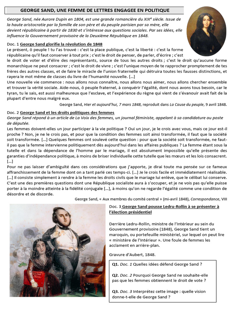 George Sand : Engagement politique et féminisme | PDF