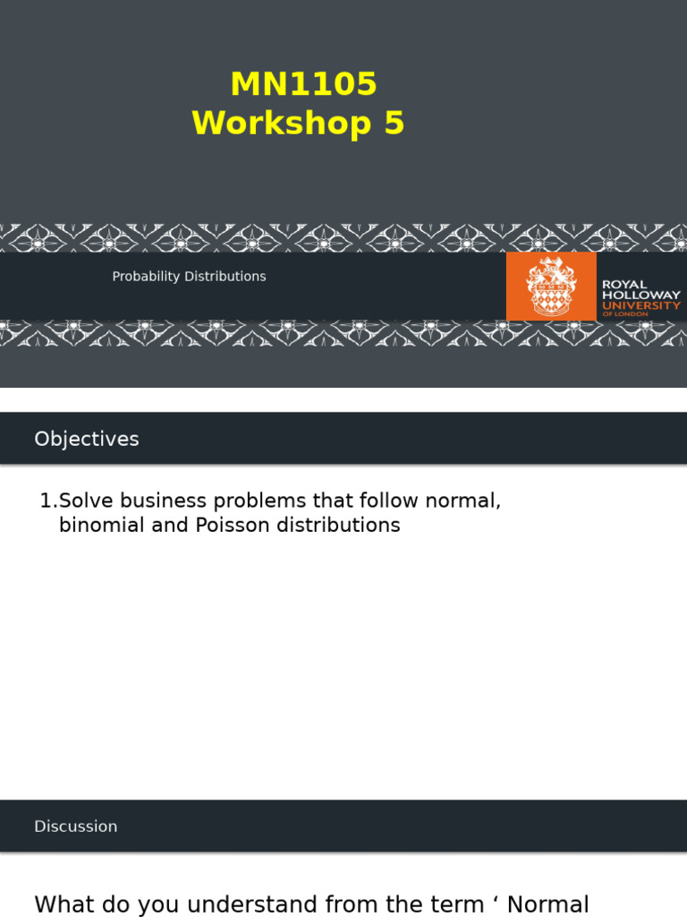 Workshop 5 Activity | PDF | Probability Distribution | Normal Distribution