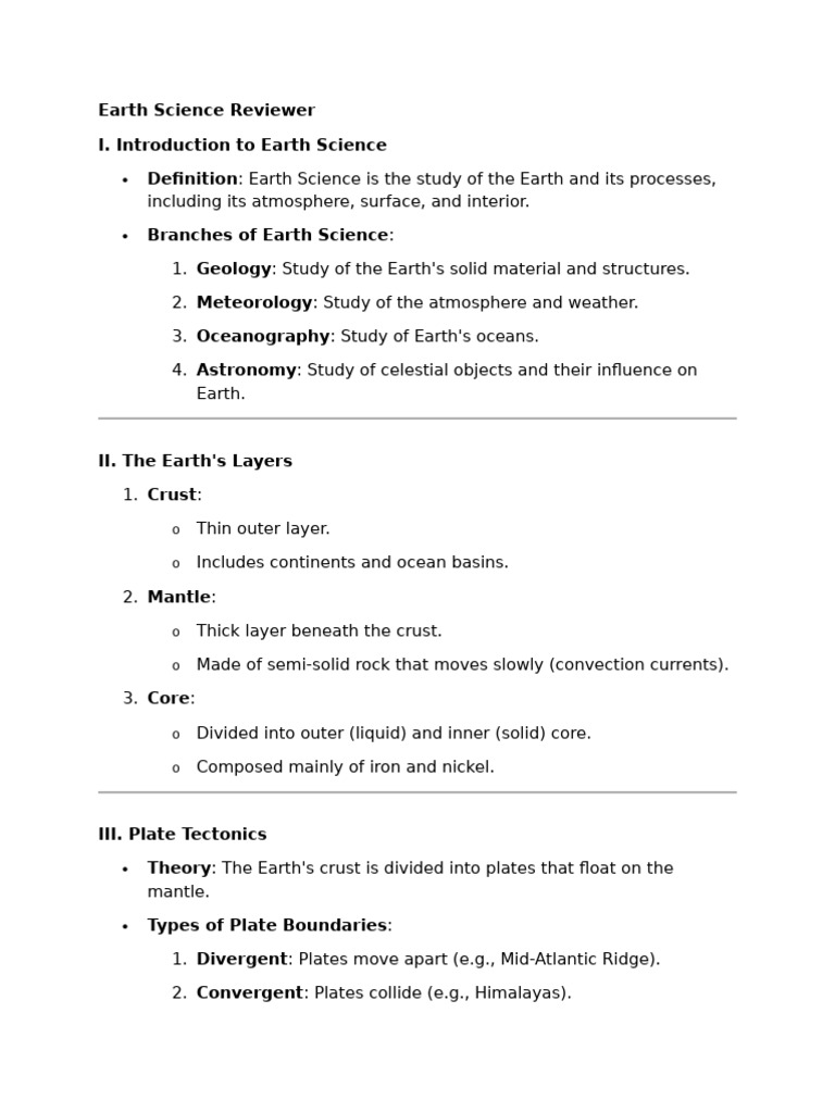Earth Science Reviewer | PDF | Earth | Geology