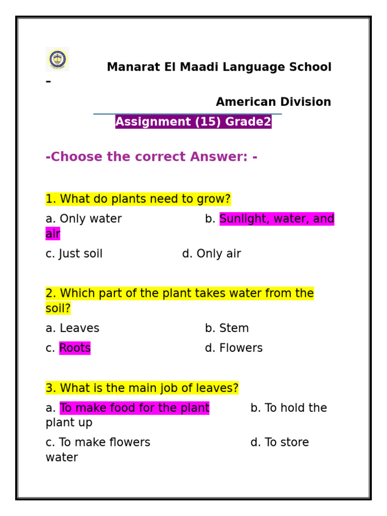 Assignment 15 Grade 2 | PDF