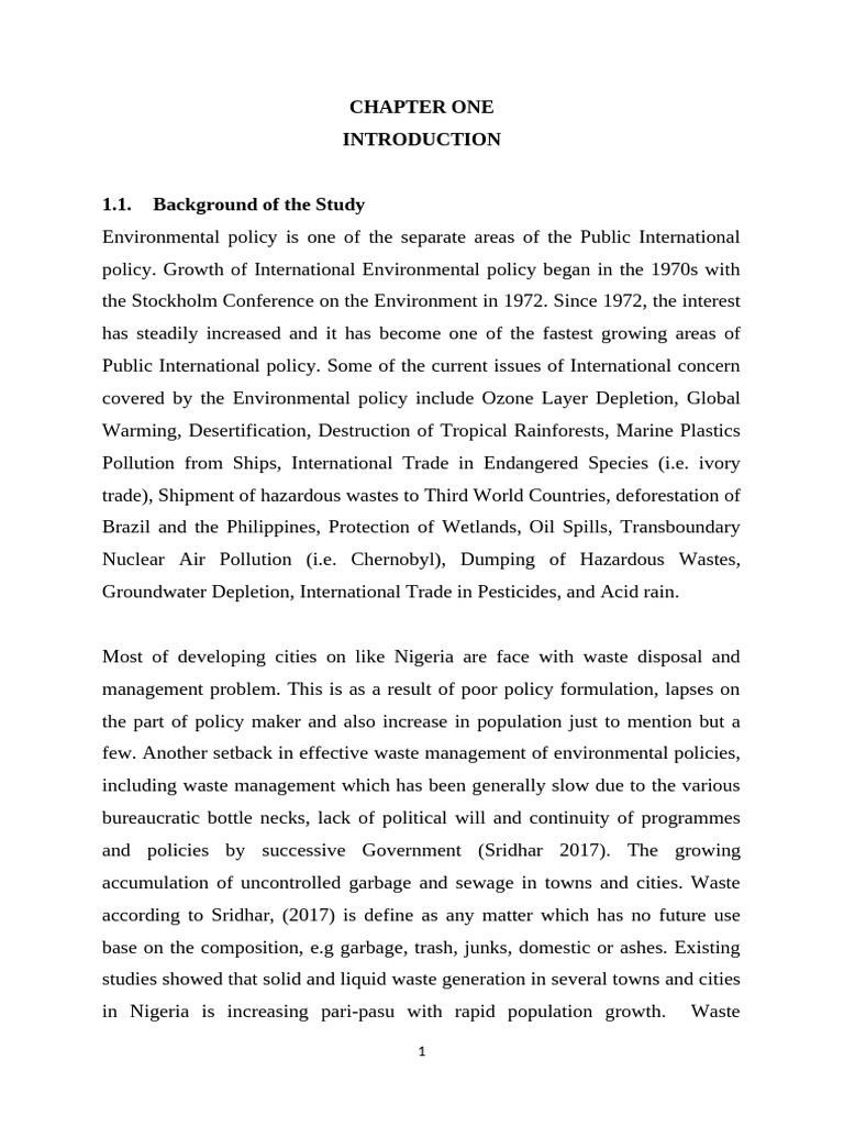 Nigeria's Environmental Policy Overview | PDF | Environmental Impact ...