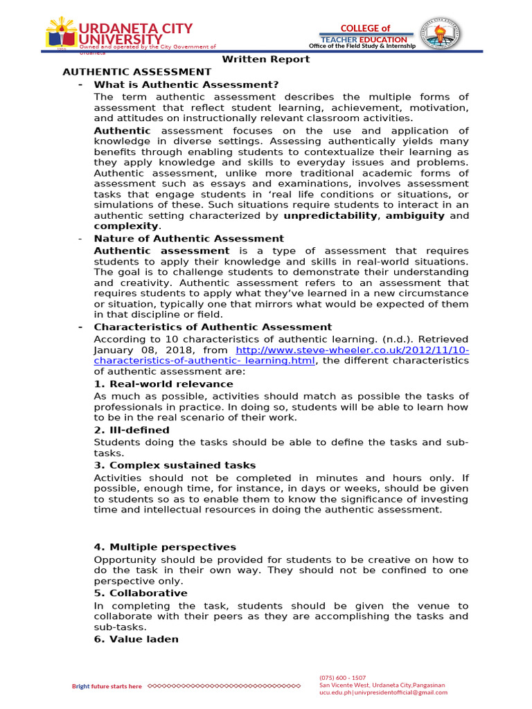 Written Report in Assessment in Learning 2 | PDF | Educational ...