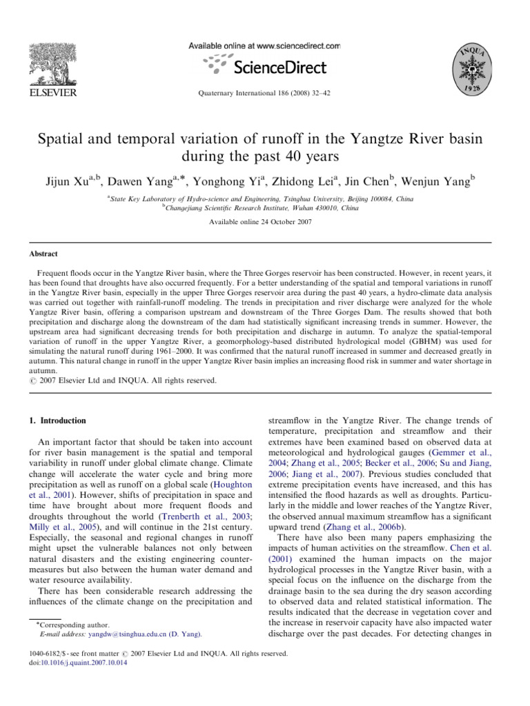 14 - Spatial and Temporal Variation of Runoff in The Yangtze River ...