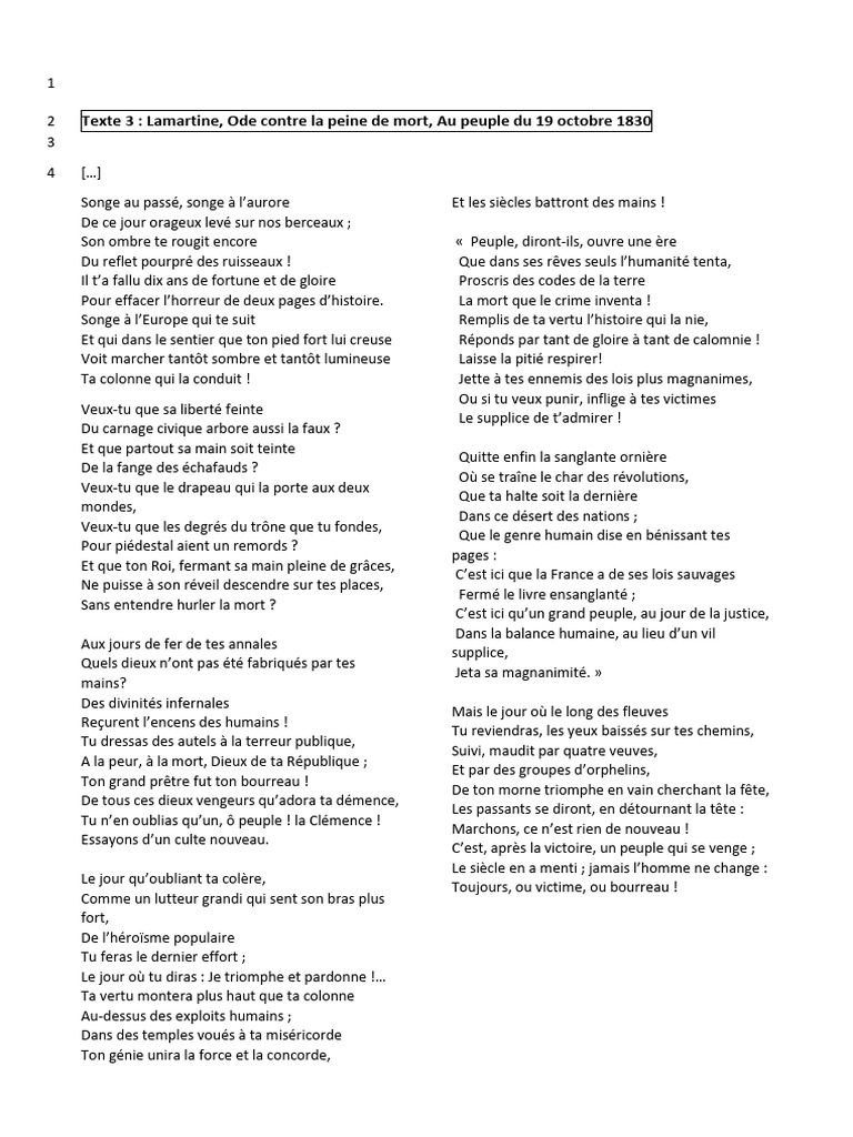 Contre la peine de mort : Lamartine et Hugo | PDF | Peine capitale