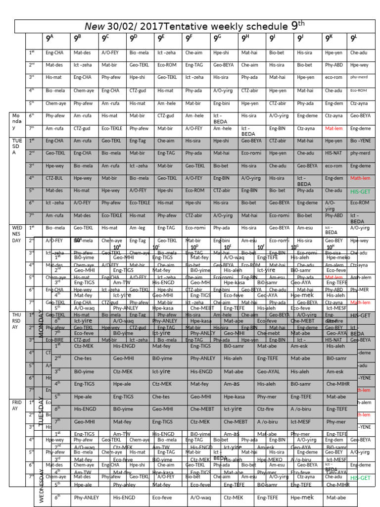 Time Table 2017 Habitamu | PDF