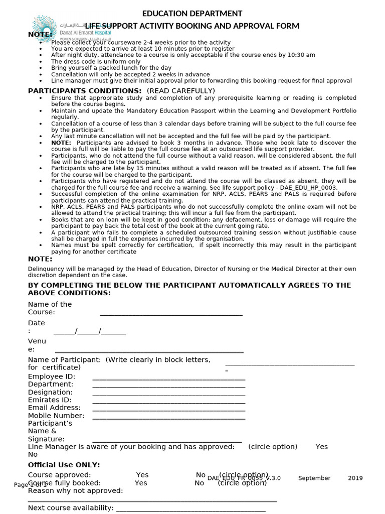 Education Life Support Activity Booking and Approval | PDF