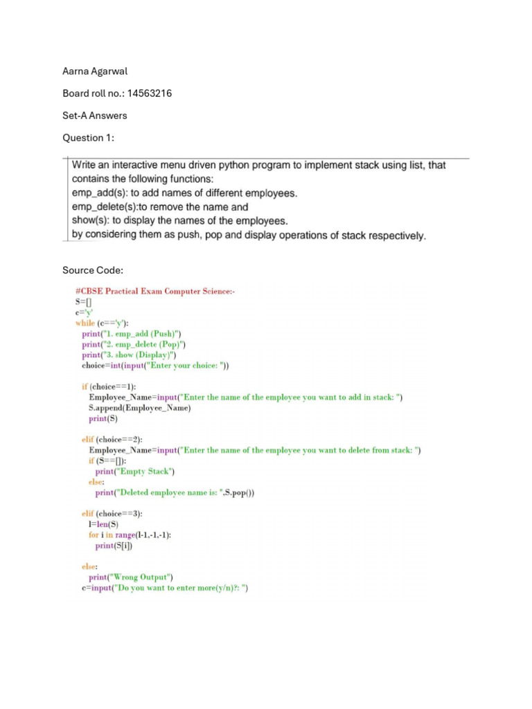 Aarna (Set-A) Answers | PDF