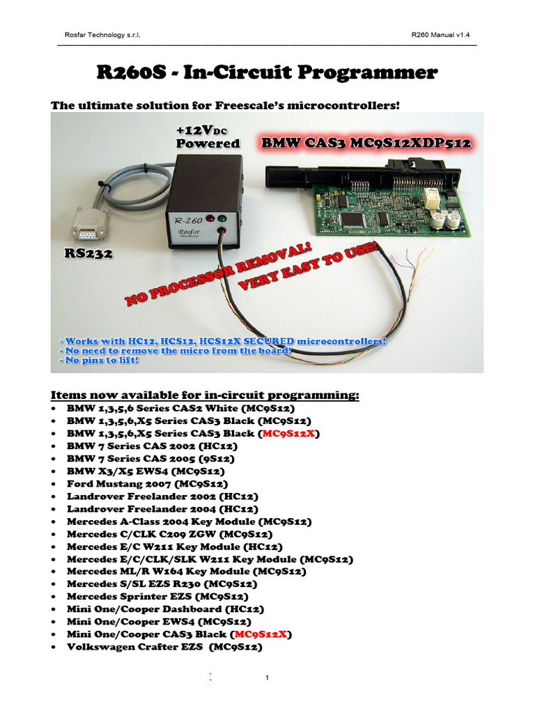 R260S In-Circuit Programmer Guide | PDF | Computing | Computer Architecture