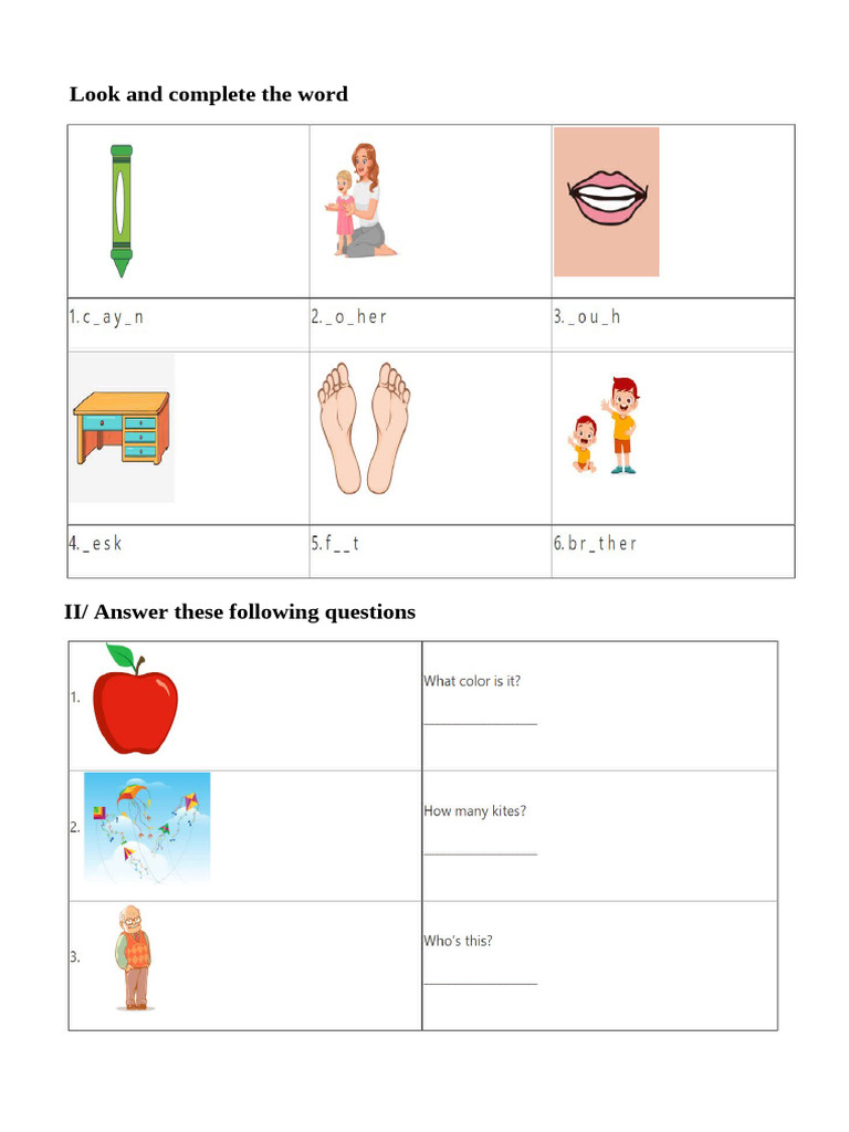 Word Completion and Sound Matching Activities | PDF