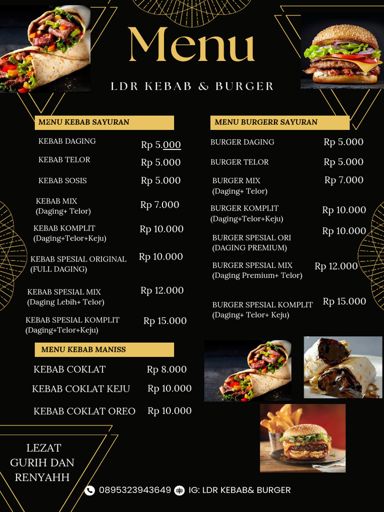 Yellow and Black Lines Restaurant Menu PDF | PDF