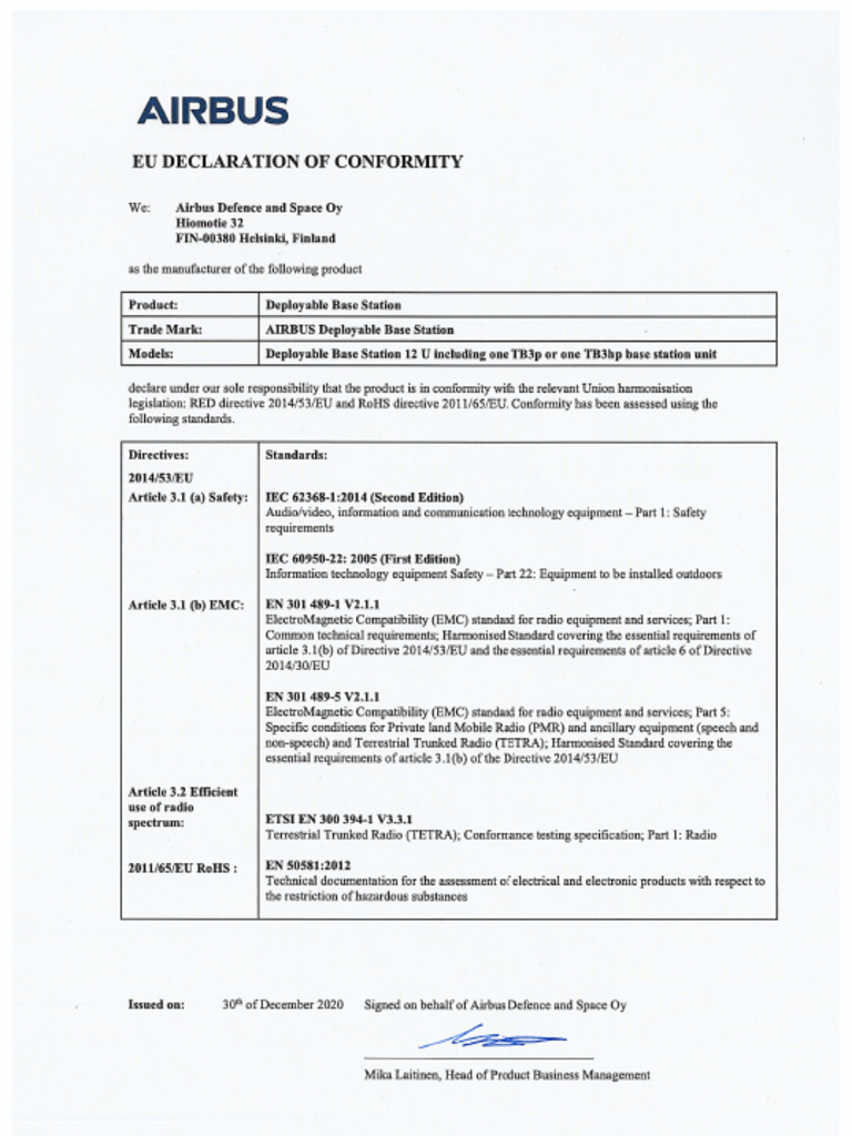 Airbus`DoC Deployable TB3hp TB3p 12U | PDF | Electromagnetic ...