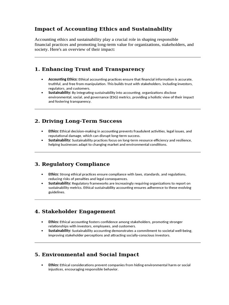 Accounting Ethics and Sustainability Impact | PDF | Sustainability ...