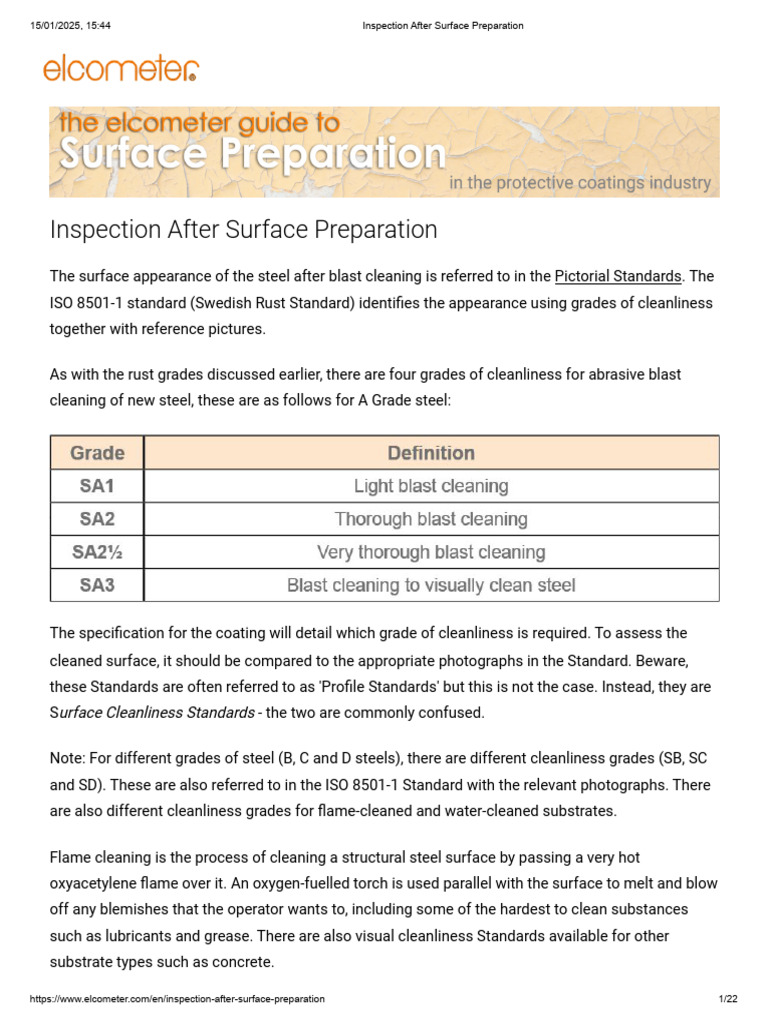 Surface Cleanliness Standards Overview | PDF | Surface Roughness | Paint
