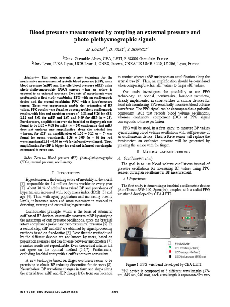 Noninvasive Blood Pressure Measurement Using PPG | PDF | Blood Pressure ...