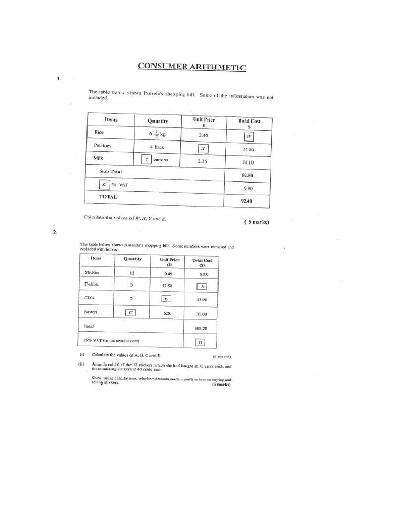 Consumer Arithmetic | PDF
