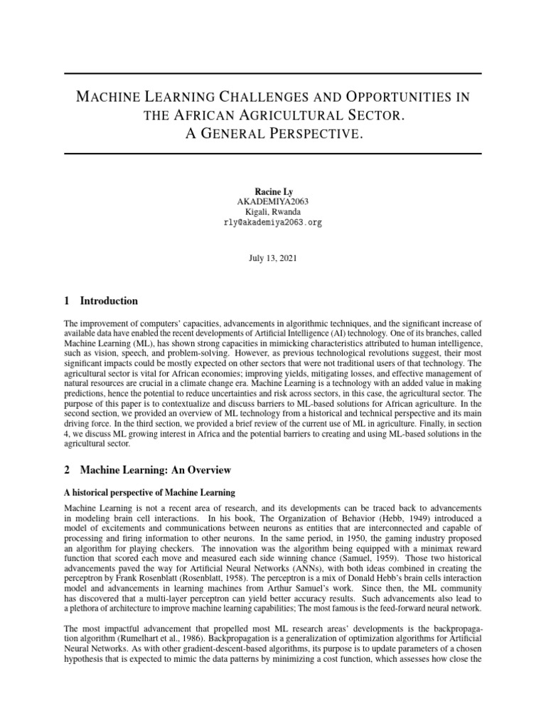 Machine Learning Challenges and Opportunities in The African ...