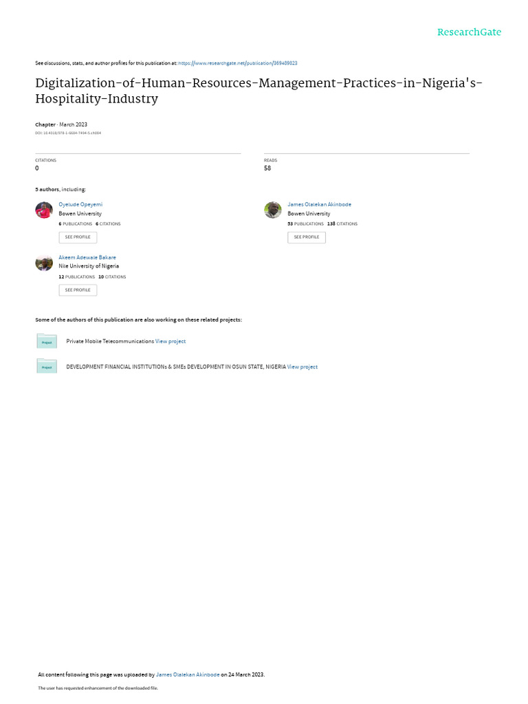 Digitalization of Human Resources Management Practices in Nigerias ...