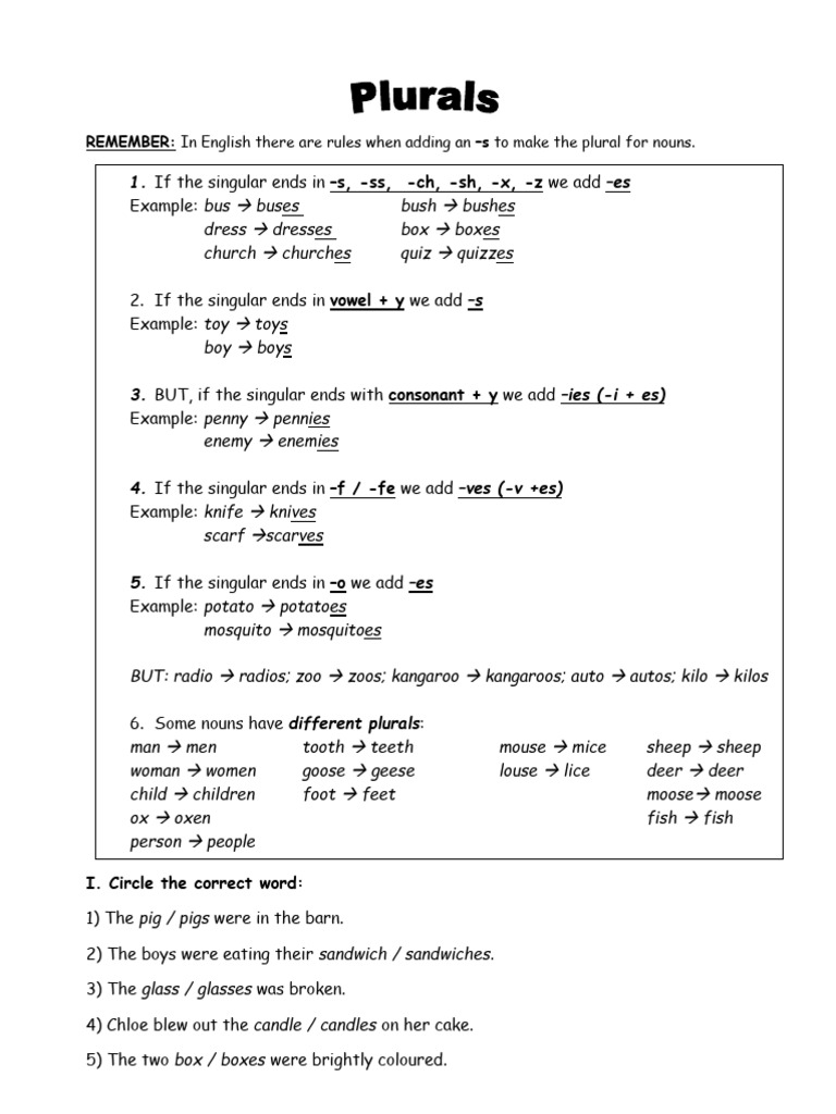 Plurals | PDF | Linguistic Morphology | Languages