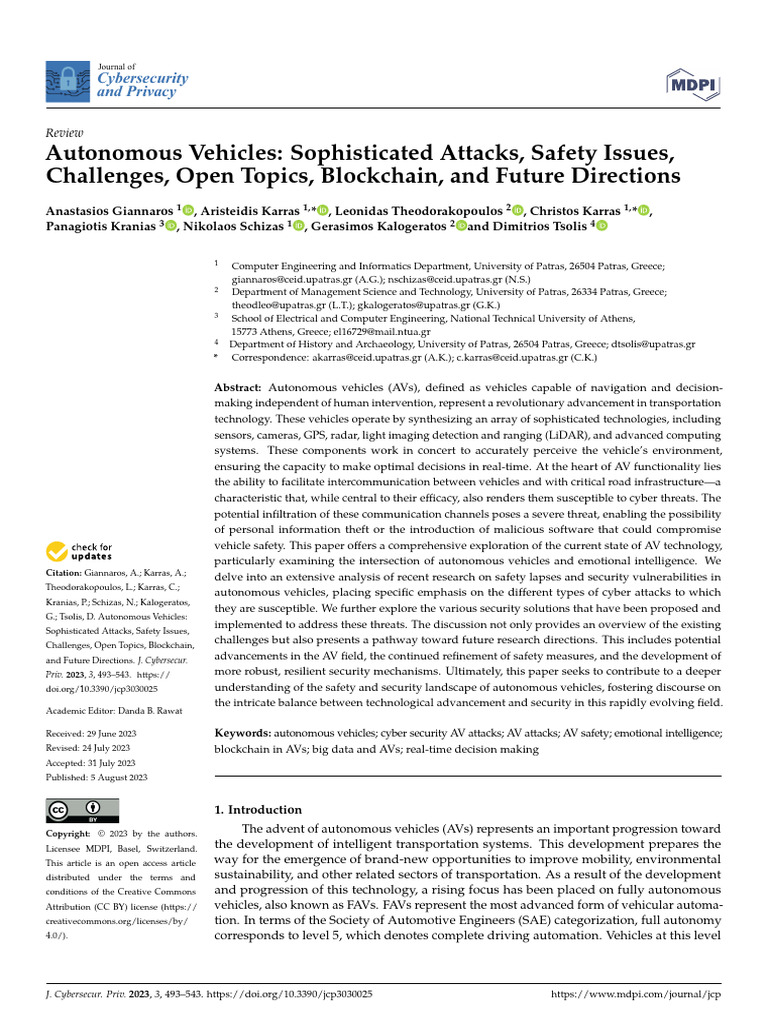 Autonomous Vehicles Sophisticated Attacks, Safety Issues | PDF ...