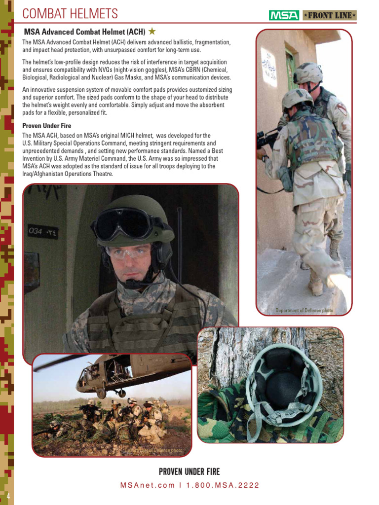 Combat Helmets: MSA Advanced Combat Helmet (ACH) | PDF