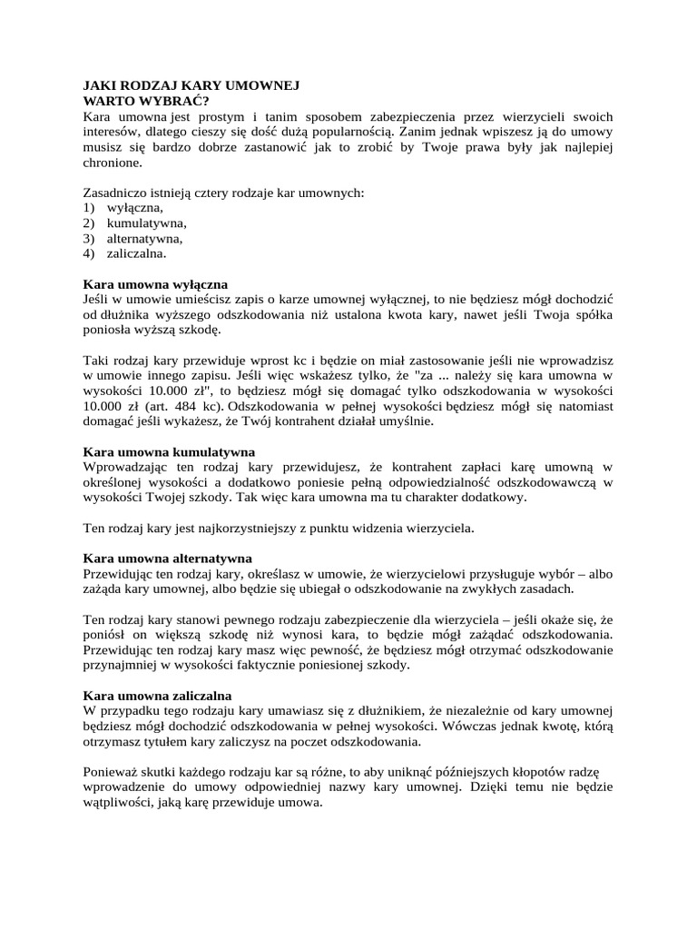 Kary Umowne | PDF