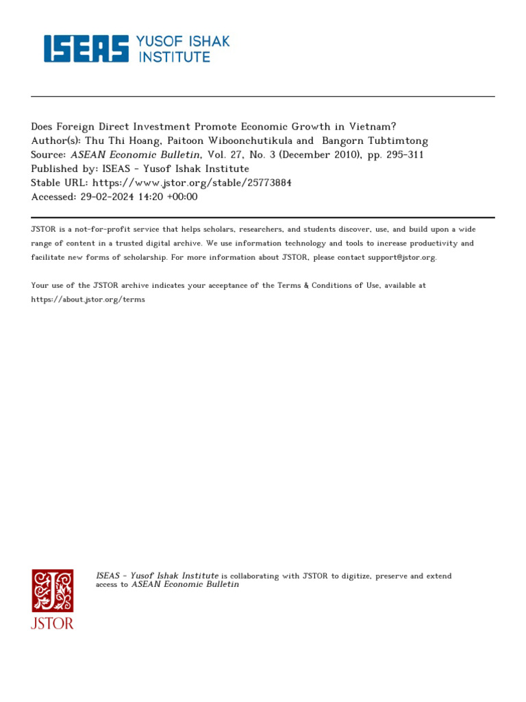 FDI's Impact on Vietnam's Economic Growth | PDF | Economic Growth ...