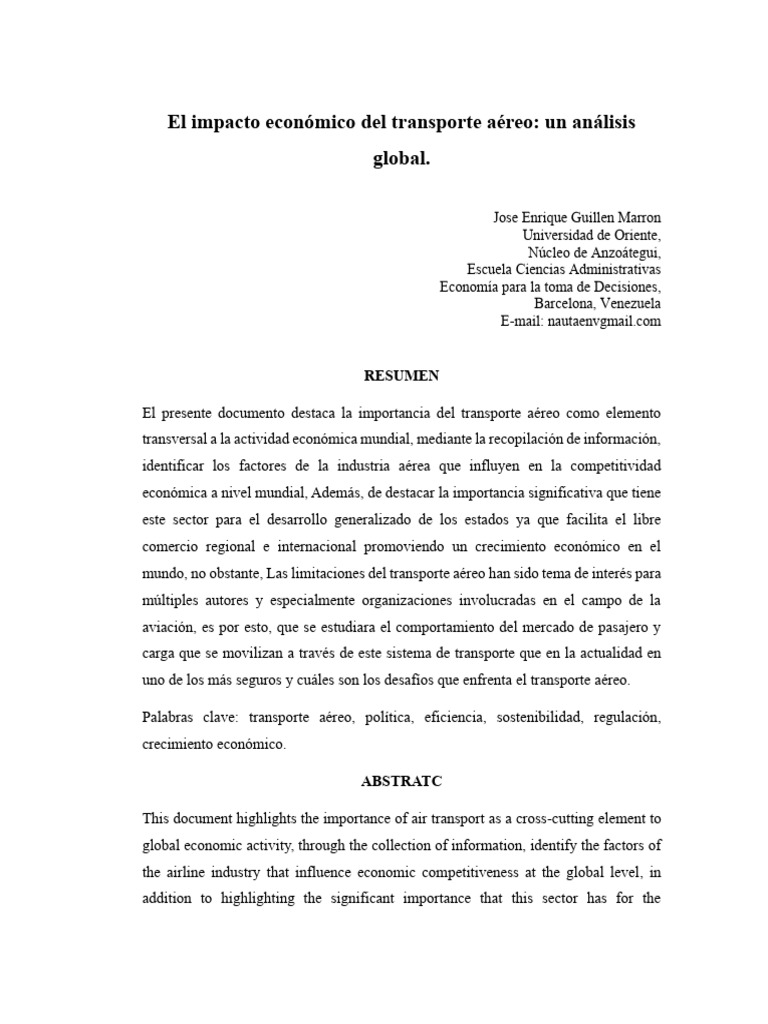Impacto del Transporte Aéreo en la Economía | PDF | Transporte | Logística