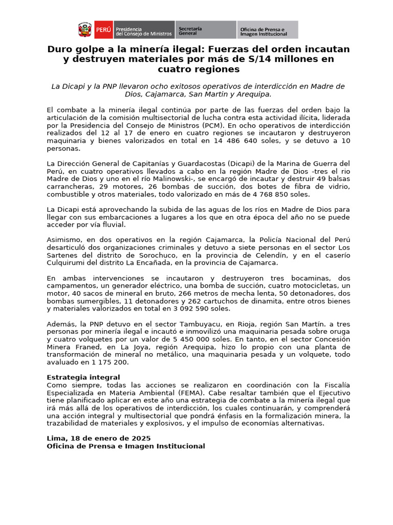 np-duro-golpe-a-la-miner-a-ilegal-fuerzas-del-orden-incautan-y