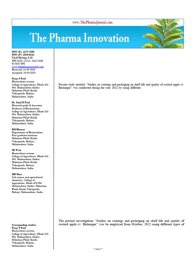 Studies On Coatings and Packaging On Shelf Life and Quality of Custard ...