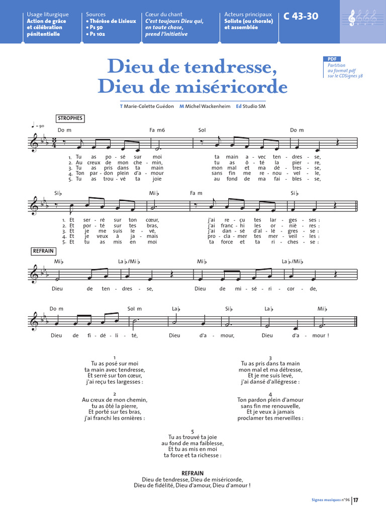 Partition : Dieu de tendresse et miséricorde | PDF | Conceptions de ...